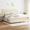 Image de vidaXL Sommier à lattes de lit avec matelas Crème 200x200 cm Tissu