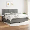 Image de vidaXL Sommier à lattes de lit avec matelas Gris foncé 200x200cm Tissu