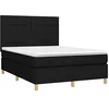 Image de vidaXL Sommier à lattes de lit avec matelas Noir 140x190 cm Tissu