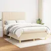 Image de vidaXL Sommier à lattes de lit avec matelas Crème 140x190 cm Tissu