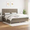 Image de vidaXL Sommier à lattes de lit avec matelas Taupe 200x200 cm Tissu