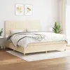 Image de vidaXL Sommier à lattes de lit avec matelas Crème 200x200 cm Tissu