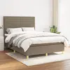Image de vidaXL Sommier à lattes de lit avec matelas Taupe 140x190 cm Tissu