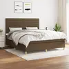 Image de vidaXL Sommier à lattes de lit avec matelas Marron foncé 180x200 cm