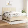 Image de vidaXL Sommier à lattes de lit avec matelas Crème 160x200 cm Tissu