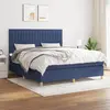 Image de vidaXL Sommier à lattes de lit avec matelas Bleu 180x200 cm Tissu