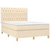 Image de vidaXL Sommier à lattes de lit avec matelas Crème 140x190 cm Tissu