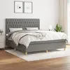 Image de vidaXL Sommier à lattes de lit avec matelas Gris foncé 180x200cm Tissu