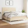 Image de vidaXL Sommier à lattes de lit avec matelas Crème 180x200 cm Tissu