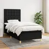 Image de vidaXL Sommier à lattes de lit avec matelas Noir 90x190 cm Tissu
