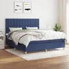 Image de vidaXL Sommier à lattes de lit avec matelas Bleu 160x200 cm Tissu