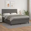 Image de vidaXL Sommier à lattes de lit avec matelas Gris 160x200 cm Similicuir