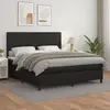 Image de vidaXL Sommier à lattes de lit avec matelas Noir 180x200 cm Similicuir