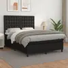Image de vidaXL Sommier à lattes de lit avec matelas Noir 140x200 cm Similicuir