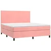Image de vidaXL Sommier à lattes de lit avec matelas Rose 160x200 cm Velours