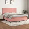 Image de vidaXL Sommier à lattes de lit avec matelas Rose 160x200 cm Velours