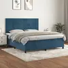 Image de vidaXL Sommier à lattes de lit et matelas Bleu foncé 180x200cm Velours