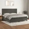 Image de vidaXL Sommier à lattes de lit et matelas Gris foncé 200x200cm Velours