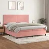 Image de vidaXL Sommier à lattes de lit avec matelas Rose 200x200 cm Velours