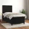 Image de vidaXL Sommier à lattes de lit avec matelas Noir 90x190 cm Velours