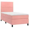 Image de vidaXL Sommier à lattes de lit avec matelas Rose 90x190 cm Velours