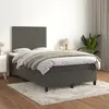 Image de vidaXL Sommier à lattes de lit et matelas Gris foncé 120x200cm Velours