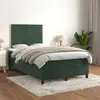 Image de vidaXL Sommier à lattes de lit et matelas Vert foncé 120x200cm Velours