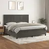 Image de vidaXL Sommier à lattes de lit et matelas Gris foncé 200x200cm Velours
