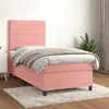Image de vidaXL Sommier à lattes de lit avec matelas Rose 90x190 cm Velours