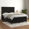 Image de vidaXL Sommier à lattes de lit avec matelas Noir 140x190 cm Velours