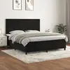 Image de vidaXL Sommier à lattes de lit avec matelas Noir 180x200 cm Velours