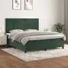 Image de vidaXL Sommier à lattes de lit et matelas Vert foncé 180x200cm Velours