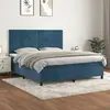 Image de vidaXL Sommier à lattes de lit et matelas Bleu foncé 180x200cm Velours