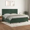 Image de vidaXL Sommier à lattes de lit et matelas Vert foncé 200x200cm Velours