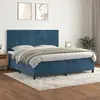 Image de vidaXL Sommier à lattes de lit et matelas Bleu foncé 200x200cm Velours