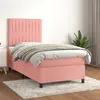 Image de vidaXL Sommier à lattes de lit avec matelas Rose 90x200 cm Velours