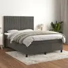 Image de vidaXL Sommier à lattes de lit et matelas Gris foncé 140x190cm Velours