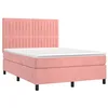 Image de vidaXL Sommier à lattes de lit avec matelas Rose 140x190 cm Velours