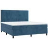 Image de vidaXL Sommier à lattes de lit et matelas Bleu foncé 160x200cm Velours
