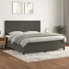 Image de vidaXL Sommier à lattes de lit et matelas Gris foncé 200x200cm Velours