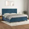 Image de vidaXL Sommier à lattes de lit et matelas Bleu foncé 200x200cm Velours