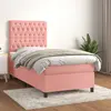 Image de vidaXL Sommier à lattes de lit avec matelas Rose 100x200 cm Velours