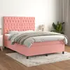 Image de vidaXL Sommier à lattes de lit avec matelas Rose 140x190 cm Velours