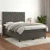 Image de vidaXL Sommier à lattes de lit et matelas Gris foncé 140x200cm Velours