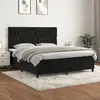 Image de vidaXL Sommier à lattes de lit avec matelas Noir 180x200 cm Velours