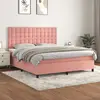 Image de vidaXL Sommier à lattes de lit avec matelas Rose 180x200 cm Velours