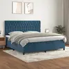Image de vidaXL Sommier à lattes de lit et matelas Bleu foncé 200x200cm Velours