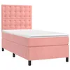 Image de vidaXL Sommier à lattes de lit avec matelas Rose 90x190 cm Velours