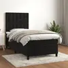 Image de vidaXL Sommier à lattes de lit avec matelas Noir 90x200 cm Velours