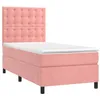 Image de vidaXL Sommier à lattes de lit avec matelas Rose 90x200 cm Velours